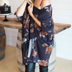 Floral Print Cardigan - One Size